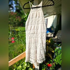 White Lace Halter Dress
